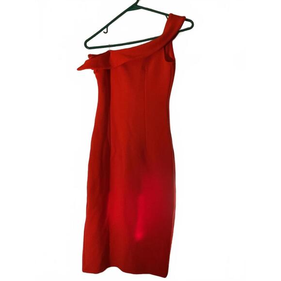 NBD Red Ribbed One Shoulder BodyCon Dress Size XS Special Occasion - Picture 6 of 9